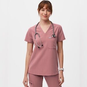 FIGS CATARINA Scrub Top MAUVE size MEDIUM